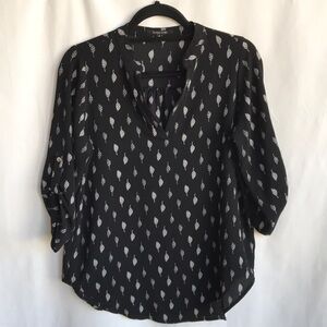 Papermoon black print top with white leaves, size M